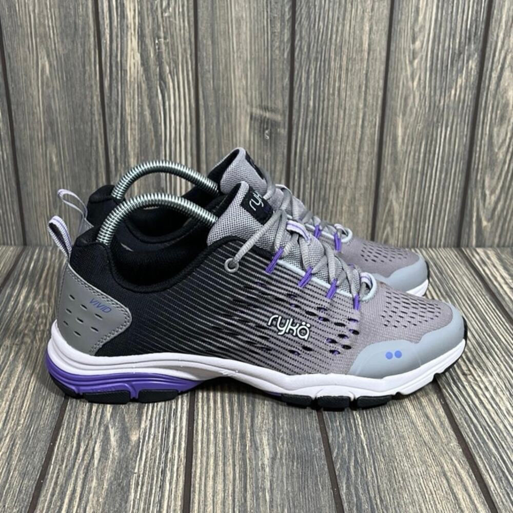 Ryka Vivid RZX Women Athletic Shoes Sneakers Gray Purple Black Sz 9 Gym Exercise